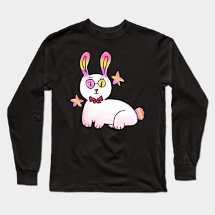 Cute Pink Bunny With Stars Long Sleeve T-Shirt